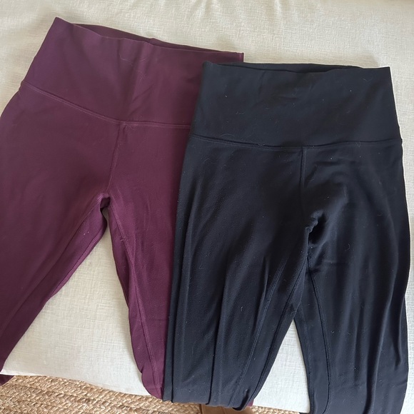 Kids High-Waisted Leggings - Black and Burgundy - Picture 1 of 3